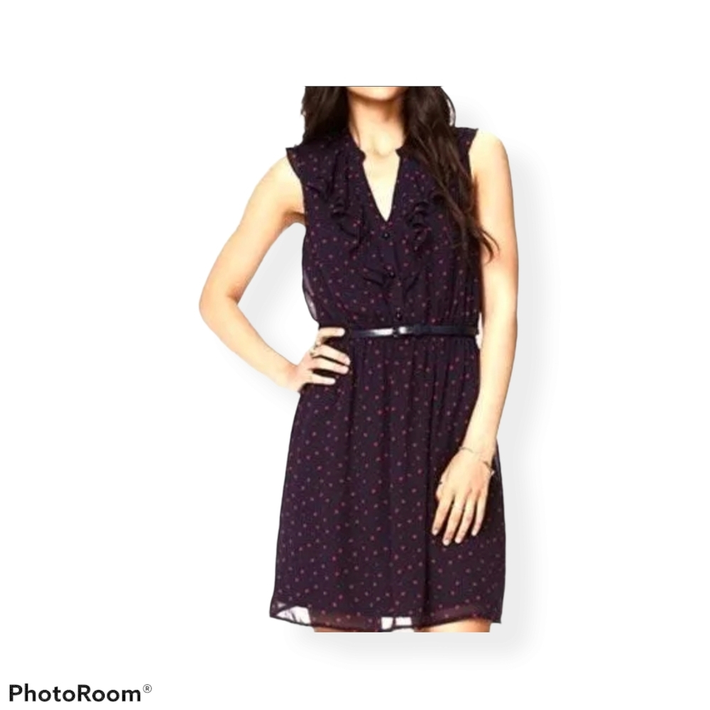 Forever 21 red heart ruffle neckline dress